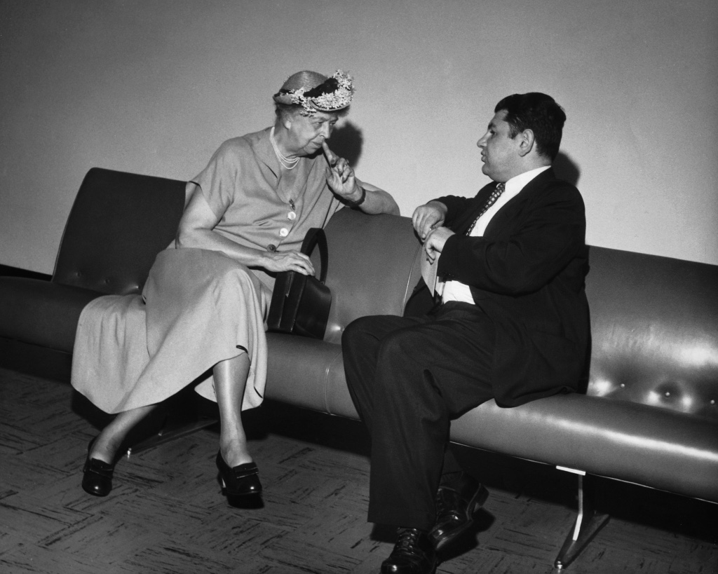 eleanor roosevelt and jacques katel at united nations 1955 - photo by raymond rosenthal